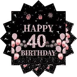 Decorações De Aniversário Para Mulheres, Ouro Rosa, Suprimentos De Aniversário, Pratos, Guardanapos, Copos, Toalha De Mesa, Louça Descartável, 40 ° - Image 4