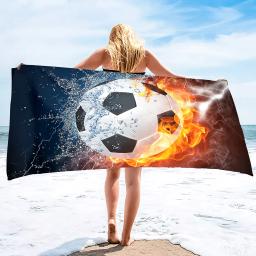 Toalha de praia do futebol, toalhas de praia para meninos, toalha do esporte dos meninos da toalha de futebol, toalhas personalizadas para a praia da piscina, toalha para o adolescente - Image 3
