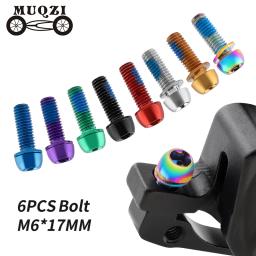 Muqzi 6 pçs m6x17mm pinça de freio a disco parafusos da haste da bicicleta mtb manivela braço parafuso com arruela peças da bicicleta - Image 1