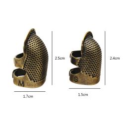 Ajustável dedal bordado com agulha Press Hoop, Antique Bronze Anel, Dedo Cot Protector, Dedal de costura, 2 pcs - Image 5