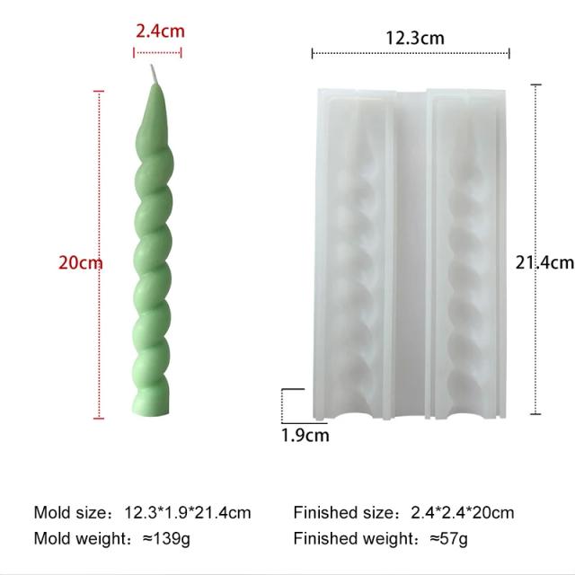 Molde de Silicone Geométrico Espiral para Velas Longas Artesanais