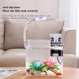 Anti Slip Base Aquarium Starter Kits, Pequeno tanque de peixes com braçadeira, Tanque quadrado para decoração do quarto - Image 1