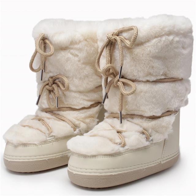 Botas de Neve Femininas de Luxo 2025 Pelúcia Quente Plataforma à Prova d'água