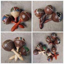 Instrumento de percussão educacional com martelo de areia para crianças Casca de coco Maracas de madeira Rumba Shaker - Image 3