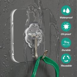 Tansi ganchos autoadesivos transparentes de aço inoxidável, 100 peças, toalha de banheiro, armazenamento de roupas, ganchos adesivos, cabides de chave, armazenamento - Image 6