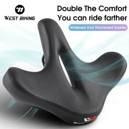 West bike-selim de bicicleta com lanternas traseiras, assento ergonômico, tamanho grande, para mtb, respirável, à prova de choque, para ciclismo - Image 1