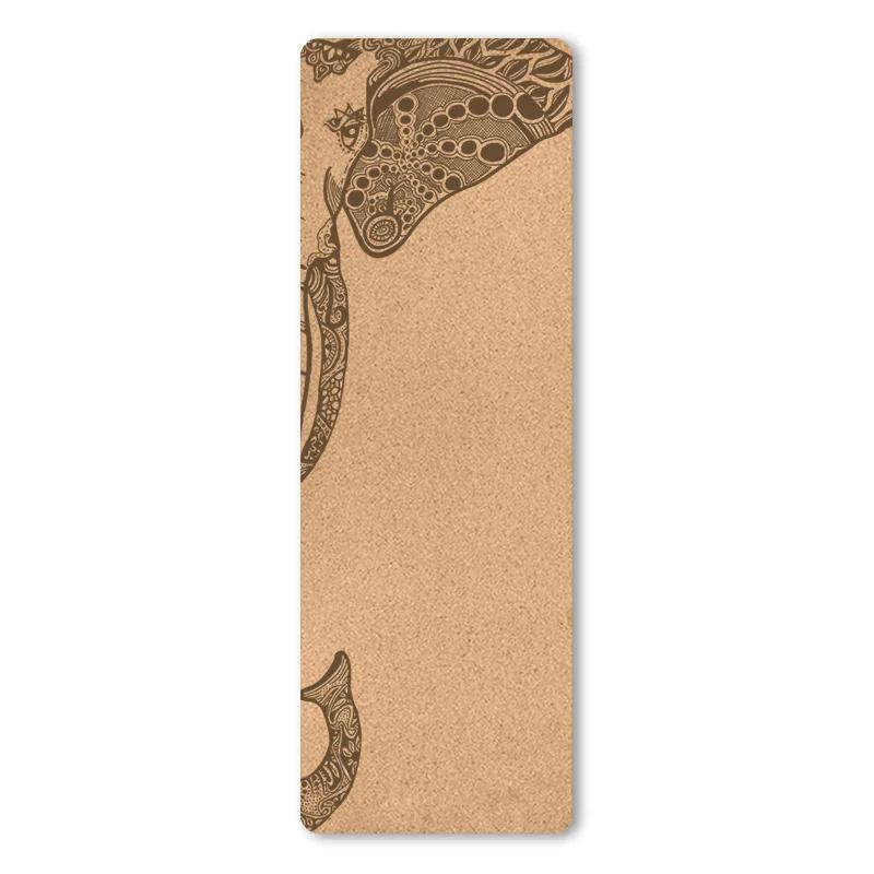 Natural Cork TPE Impresso Yoga Mat com Saco, Antiderrapante Esterilla Pad, Absorvente de Suor, Home Fitness, Ginástica, Pilates, 4mm - Image 1