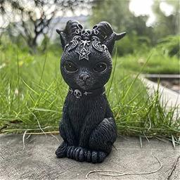 Estátua pintada à mão do gato preto, estatueta bonita misteriosa da bruxa do gato, ornamento de mesa, decoração das bruxas - Image 4