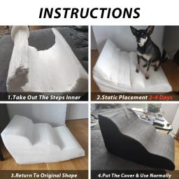 Escadas de cama antiderrapante para cães pequenos, rampa de gato, escada do sofá, espuma de memória, pet supplies, 2 etapas, 3 etapas, 4 etapas - Image 3