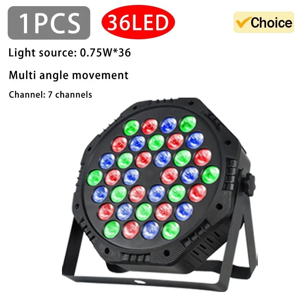 RGB luzes coloridas do disco com controle remoto, luz do controle do som, partido do DJ, fase do casamento, lâmpada ambiental do festival, 36LED, DMX512, 1 Pc, 5 Pcs, 10Pcs - Image 1
