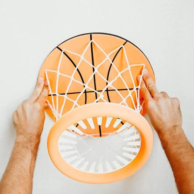 Conjunto de Basquete Indoor para Crianças com Aro Plástico, Aro para Teto e Acessórios em Espuma Segura
