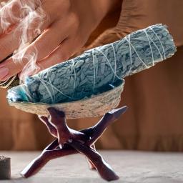Sábio Cascão Kit com Abalone Shell, tripé Stand, incenso natural varas definido para a cura Yoga e Meditação - Image 1