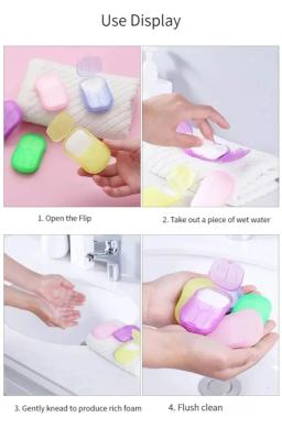 Portátil Banheiro Sabão Fatias, Banho Mão Lavar Fatia Folha, Viagem ao ar livre Perfumado Espuma Soap Paper, Saboneteiras portáteis, 60Pcs - Image 5