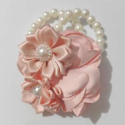 Marfim creme seda flor pulseira para menina, dama de honra casamento pulso corsage, casamento festa proom, mão flor pérola pulseira - Image 6
