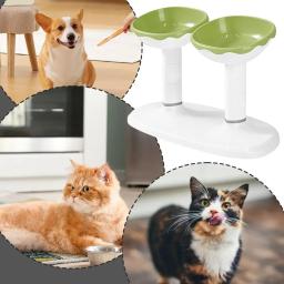 Bacia ajustável da alimentação do animal de estimação, bacia dobro nova, combinação creme-a-passo - Image 3