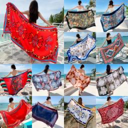 Protetor solar pareo de praia feminino, vestido grande de biquíni, roupa de banho brasileira, lenço sarong, 23 estilos, 90x180cm - Image 2