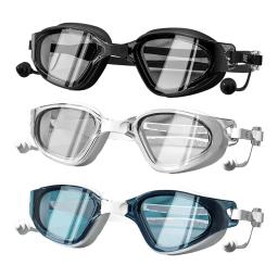 Óculos de natação com plugue de ouvido, à prova de vazamento, ajustável, com alça, visão ampla, para mergulho, esportes aquáticos, piscina - Image 1