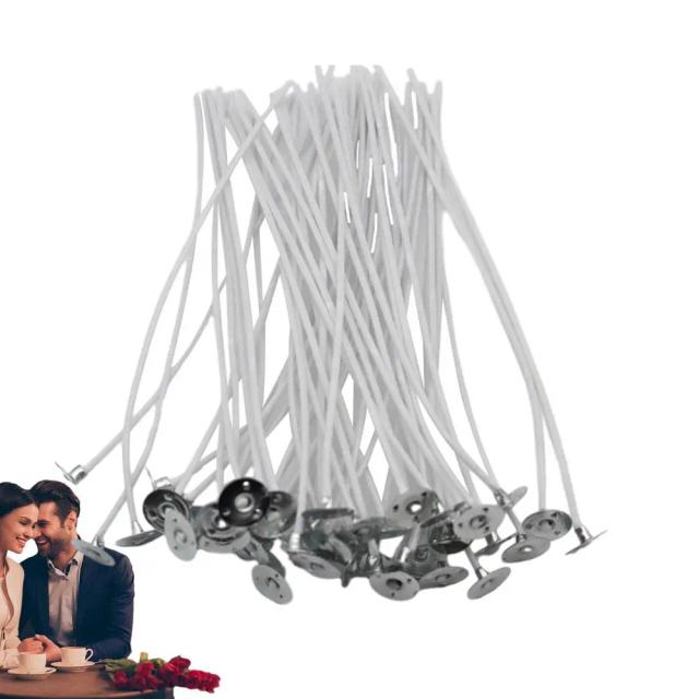 Kit Completo de Velas de Algodão Pré-Enceradas para Artesanato DIY - 50 Peças de Velas de Soja Duráveis