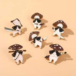 Cogumelo esmalte pinos personalizado faca flauta planta broche lapela crachá saco dos desenhos animados leitura livro jóias presente de ano novo para amigos - Image 1