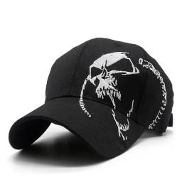 Boné de beisebol dos esportes do algodão dos homens boné de beisebol bordado do crânio para homens moda preto padrão feminino snapback do exército boné masculino hip hop osso - Image 1