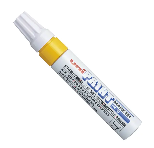 Caneta Permanente Amarela Paint Marker PX-30 da Uni-Ball para Artes e Marcação