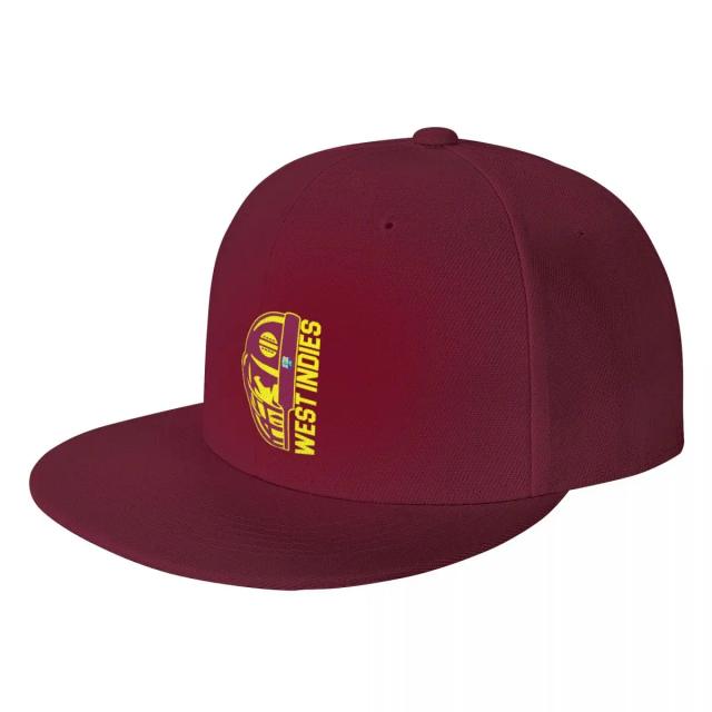 Boné de Beisebol Masculino para Fãs de Críquete com Design de Bola e Bastão, Capuz Preto, Tamanho Grande e Estilo Feminino - Índias Ocidentais