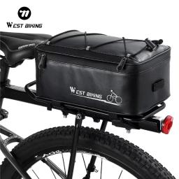 West biking bolsa de assento traseiro de bicicleta 4l, grande capacidade, reflexiva, à prova d'água, bolsa de rack com capa de chuva, mtb, acessório de bicicleta de estrada - Image 1