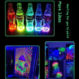 Pintura acrílica fluorescente que brilha no escuro, brilho luminoso, estudante, pintado à mão, faça você mesmo, luz de parede têxtil, pigmento absorvente - Image 5