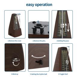 Metrónomos Mecânicos para Piano Violão Bass Drum e Outros Instrumentos Musicais, Alto Som, Alta Precisão, Grão de Madeira - Image 2