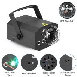 Luzes de discoteca LED RGB, luz de feixe de palco laser dj, mini bola, cabeças móveis com efeito estroboscópico, 16 padrões, lâmpada de projetor de palco - Image 6
