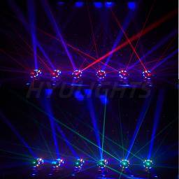 Cabeça dupla LED Beam e Strobe e Laser, 3in 1 cabeça móvel, vermelho dourado brilhante e verde, efeito estrela do laser, 140W, 8x12W, RGBW, 8x5W - Image 5
