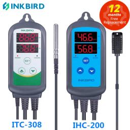 INKBIRD Pre-Wired Digital Umidade Controlador Combo Set, Umidade Stage seco e aquecimento de refrigeração controlador de temperatura, ITC-308 - Image 1