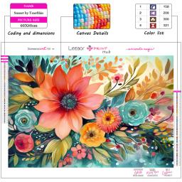 DIY lunética flor diamante pintura, guache, strass completa, mosaico bordado, ponto cruz Kit, decoração da casa, 5D - Image 2