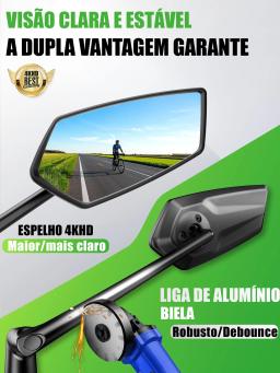 Rbrl espelho retrovisor grande angular para bicicleta, espelho retrovisor ultra transparente esquerdo e direito com braço de espelho estendido para scooter elétrica - Image 2