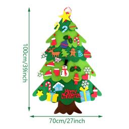 Feltro Natal árvore parede enfeites para crianças, DIY Xmas árvore, decoração de casa, presentes de ano novo, Papai Noel decoração - Image 2