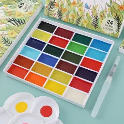 Grande kit Profissional Aquarela 48/24/12 Cores Pigmento Sólido com Pincel Pintura Kit para Artistas Estudante Suprimentos De Arte - Image 2