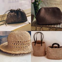 Papel De Palha De Fio De Raffia Fibra De Linho Natural Para Crochet Artesanato Material De Tricô De Mão Chapéu De Verão Bolsa Cesta Cobertor - Image 2