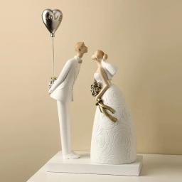 Estatuetas artesanais do casal do casamento, estátua da resina, escultura da arte, o melhor presente para o casamento, beijo abraço, noivo e noiva, romântico - Image 2