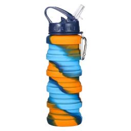 Garrafa de água dobrável de silicone para esportes garrafa de água reutilizável à prova de vazamento com mosquetão garrafa de água dobrável bidon rowerowy - Image 5