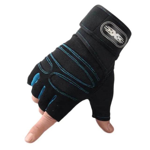 Luvas de Levantamento de Peso Fitness - Meio Dedo Antiderrapante com Suporte de Pulso