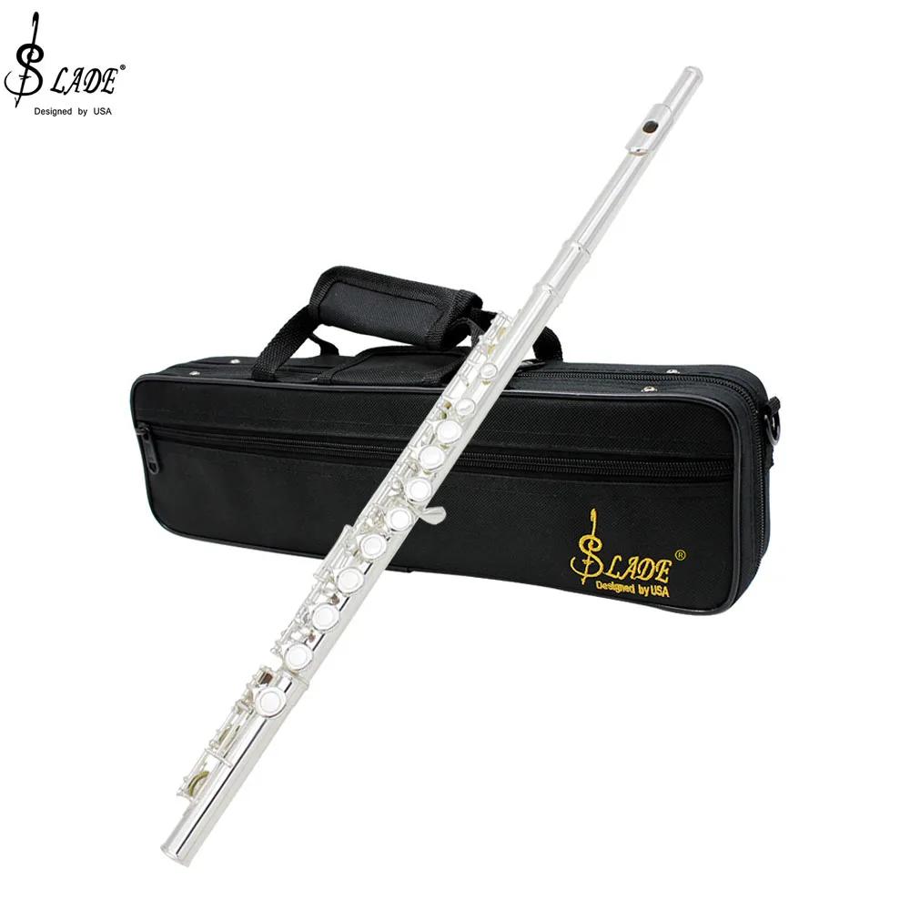 Profissional banhado a prata C chave flauta, 16 furos abertos fechados, flauta de concerto com caixa pano de limpeza, luvas - Image 1