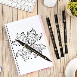 Dupla ponta preta caligrafia escova caneta, letras canetas, Art Marker, caneta branca para iniciantes, escrevendo esboços, desenho da arte, 3 pcs, 6pcs - Image 3