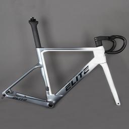 Conjunto de quadros de carbono de corrida elite r52 quadro de bicicleta de estrada de fibra de carbono t1000 cabo interno completo com guiador di2 freio a disco 700*28c - Image 2