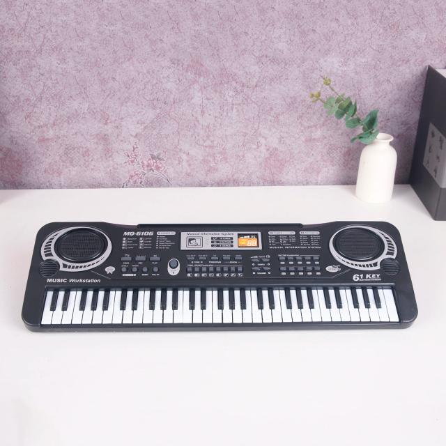 Teclado Eletrônico Musical 61 Teclas Preto para Crianças e Adultos