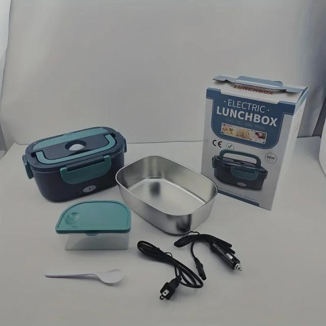 Lancheira Portátil de Aço Inoxidável com Aquecedor de Alimentos e Adaptador para Carro 110V
