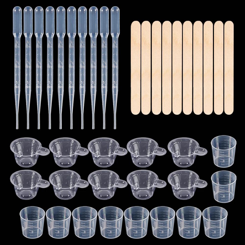 Kit De Ferramentas De Fundição De Mistura De Resina, 10 Copos De Medição, Varas De Madeira, 10 Droppers, Artesanato DIY, Fabricação De Jóias - Image 1
