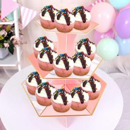 3 camada de papelão bolo carrinho lanche pastelaria sobremesa torre frutas alimentos expositor cupcake bolo titular rack aniversário festa suprimentos - Image 2