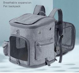 Mochila dobrável grande, suprimentos para animais de estimação, respirável, bolsa de expansão de ombro duplo, com carga de 10kg - Image 1