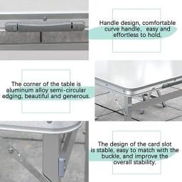 Mesa De Acampamento Dobrável e Cadeira Mala, Mesa Dobrável De Piquenique Portátil com Umbrella Hole, 4 Pessoa - Image 3