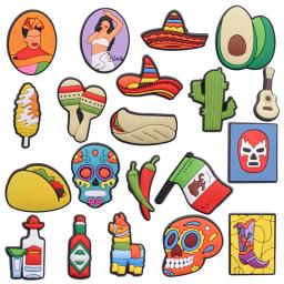 Estilo mexicano Encantos de Sapato, Chapéu De Cowboy, Acessórios Chicken Tacos, Fivela De Sapatos PVC, Pulseiras Fit, Presente de Aniversário, Nova Chegada, 1Pc - Image 1